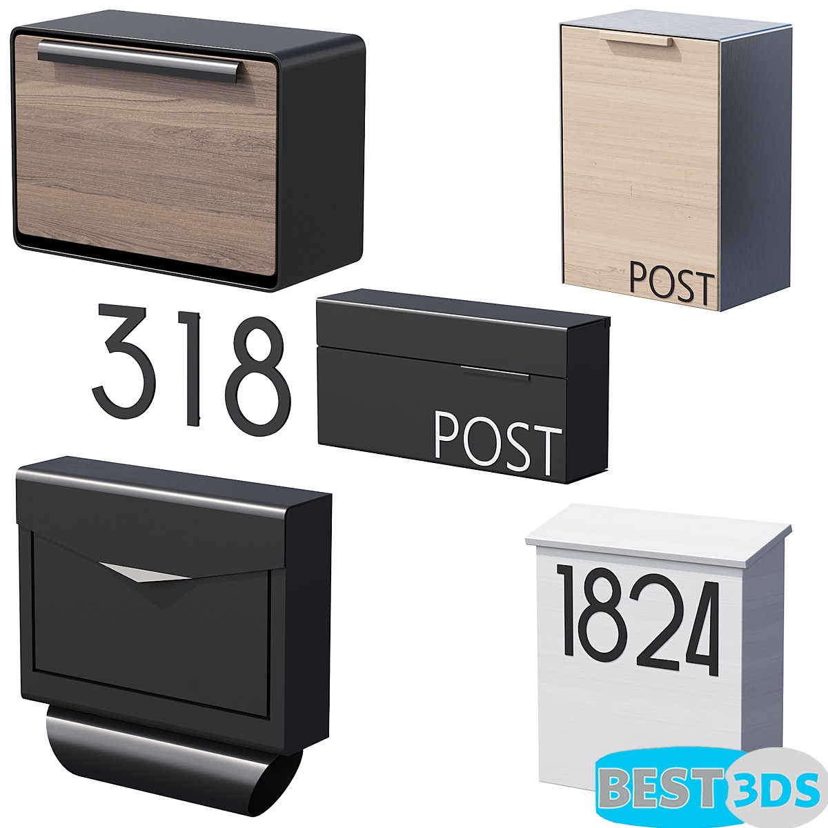 Modèle 3D de 041_Modern Mailboxes 01 Wallmounted