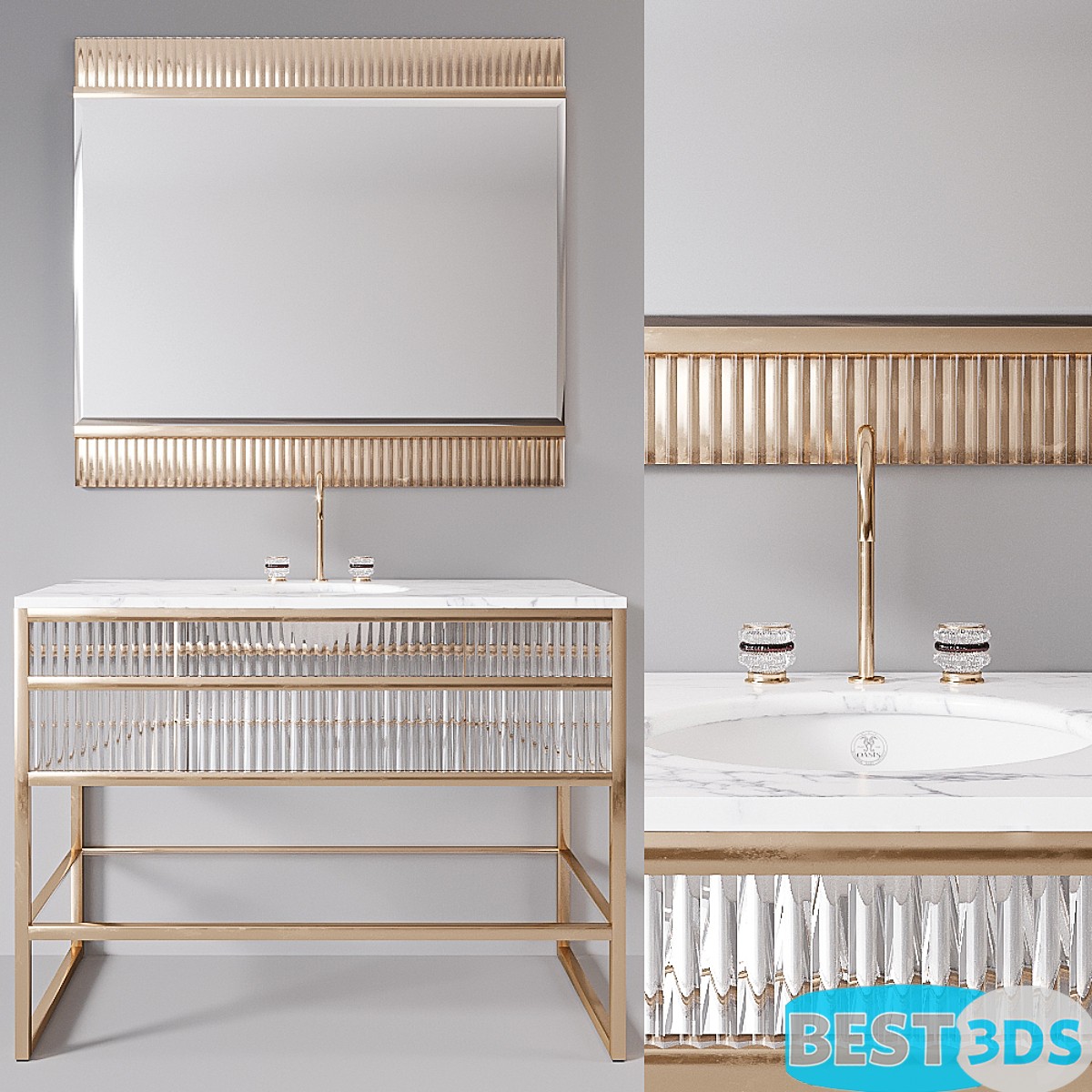 Console marbre blanc — Oasis (Academy)