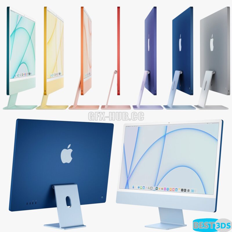 Modèle 3D de Apple iMac 24 inch All Colors