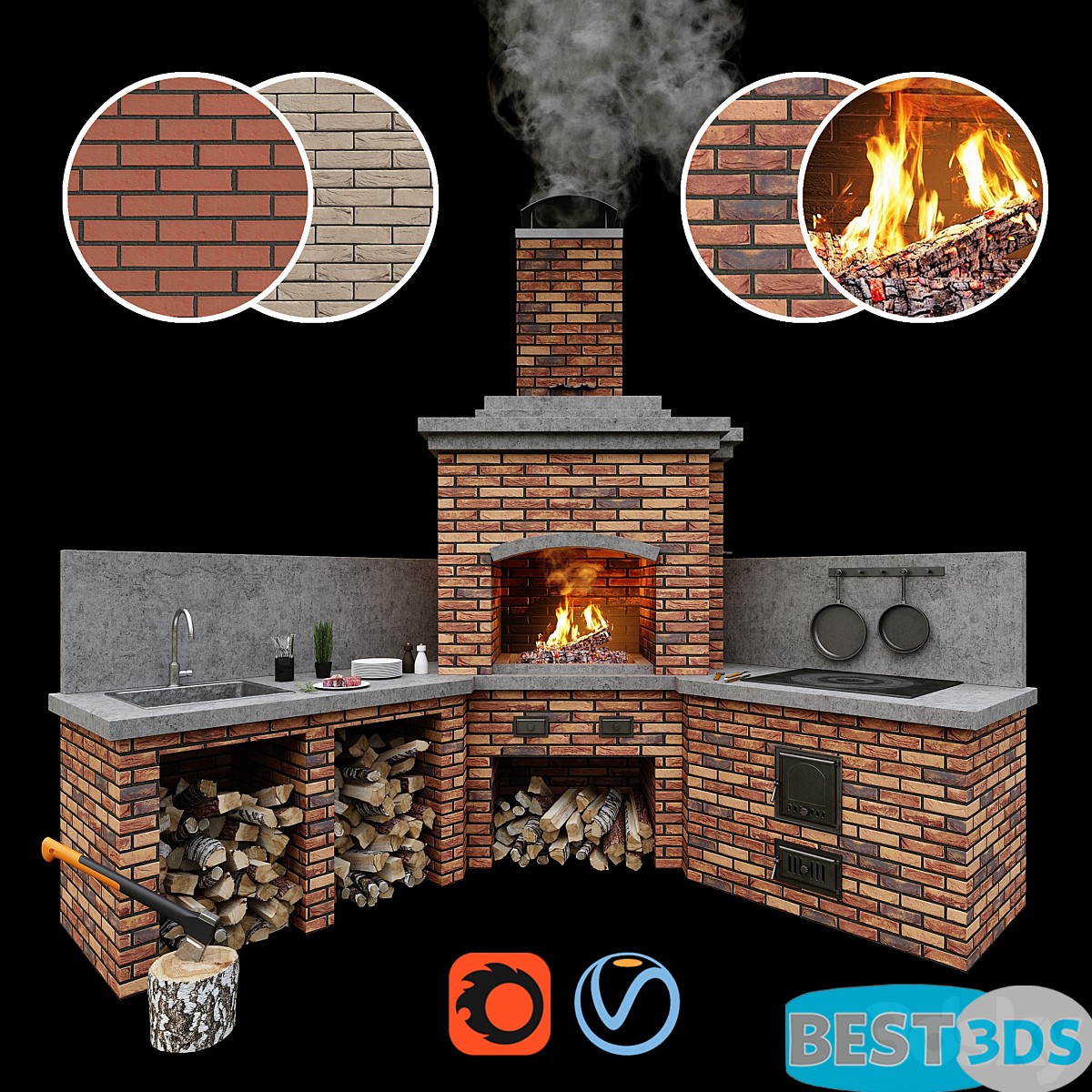 Pack model 3D-Cheminée