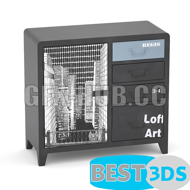 Modèle 3D de Black and White locker loft art