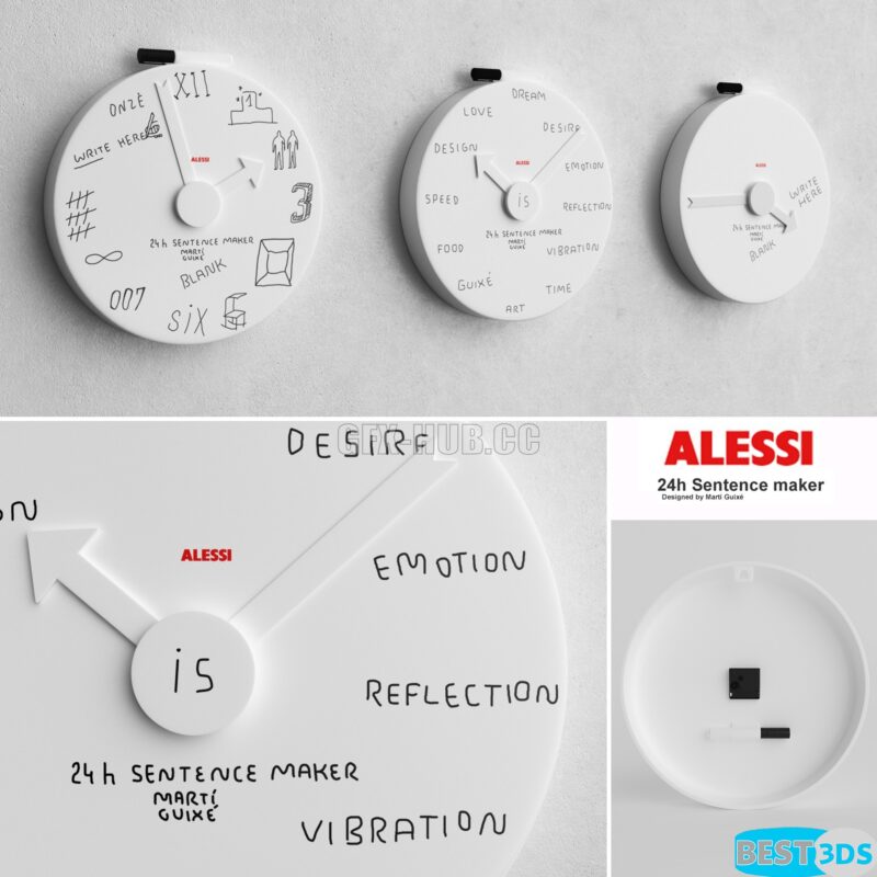 Modèle 3D de Blank Wall Clock MGU02 by Alessi