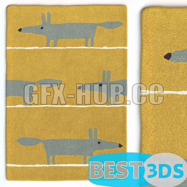 Tapis à motif renard moutarde