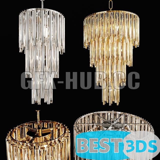 Chandelier en cristal doré