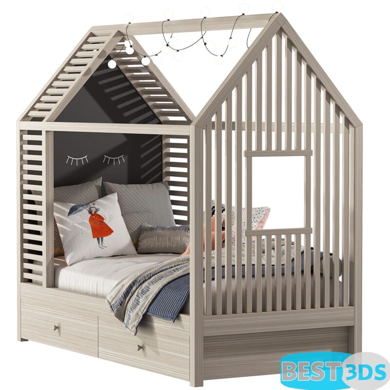 Lit enfant en forme de maison 3