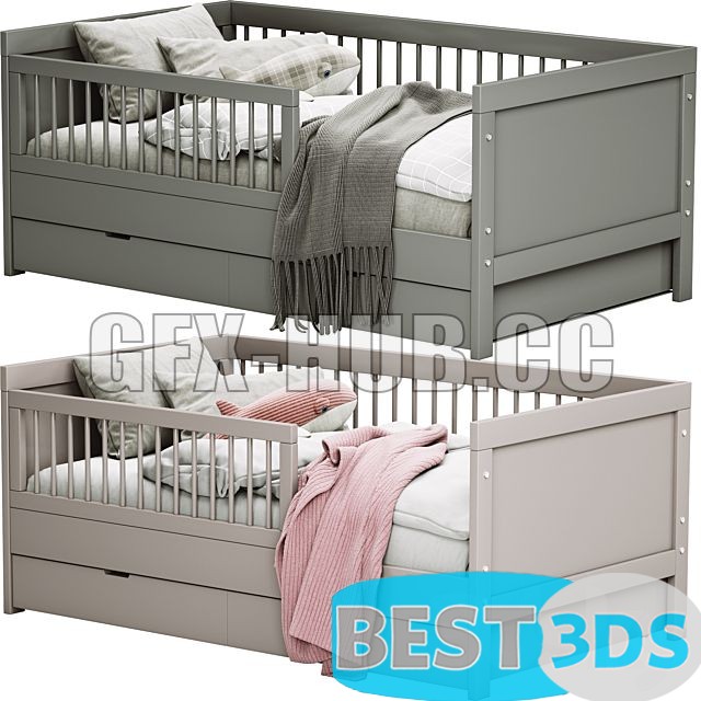Lit enfant Vivien gris