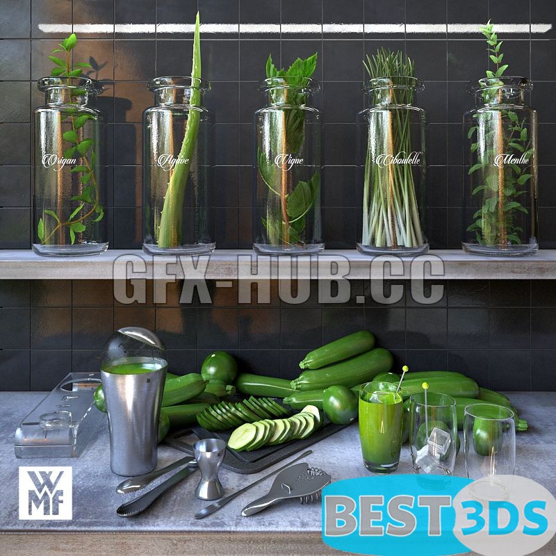 Set de cocktail avec courgettes