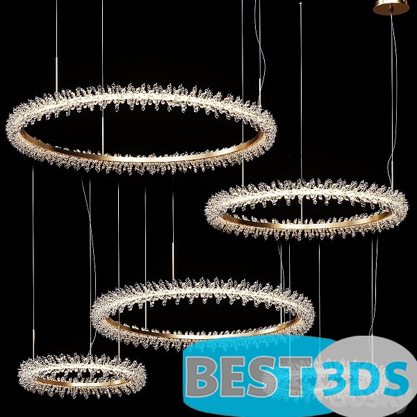 Chandelier LED anneaux de cristal