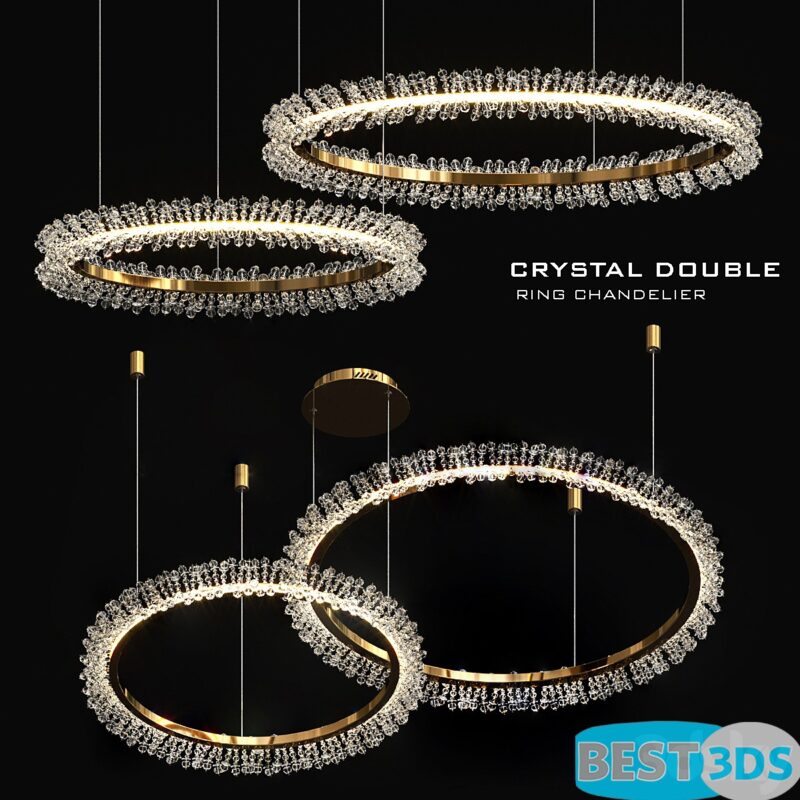 Chandelier à double anneau en cristal