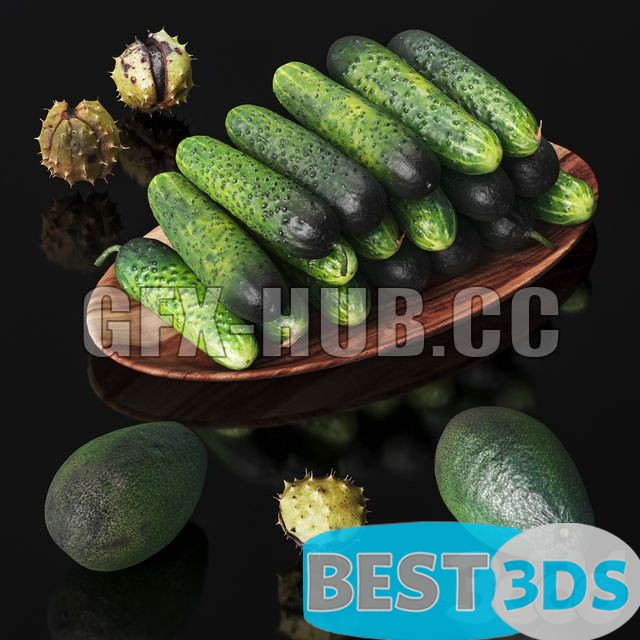 Concombres, marrons et avocats