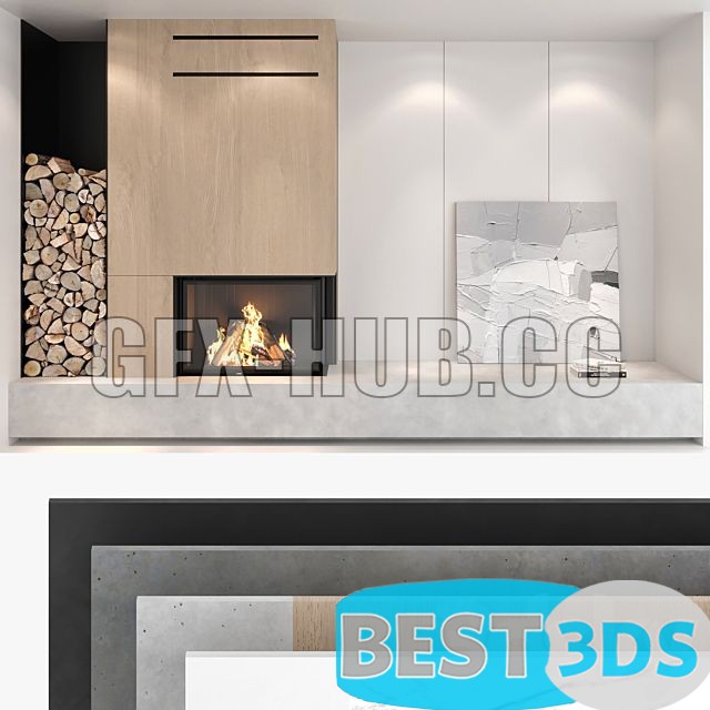 Mur décoratif avec cheminée - -