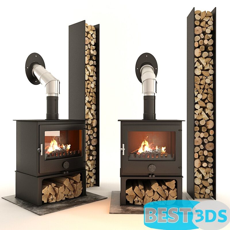Cheminée avec bois de chauffage