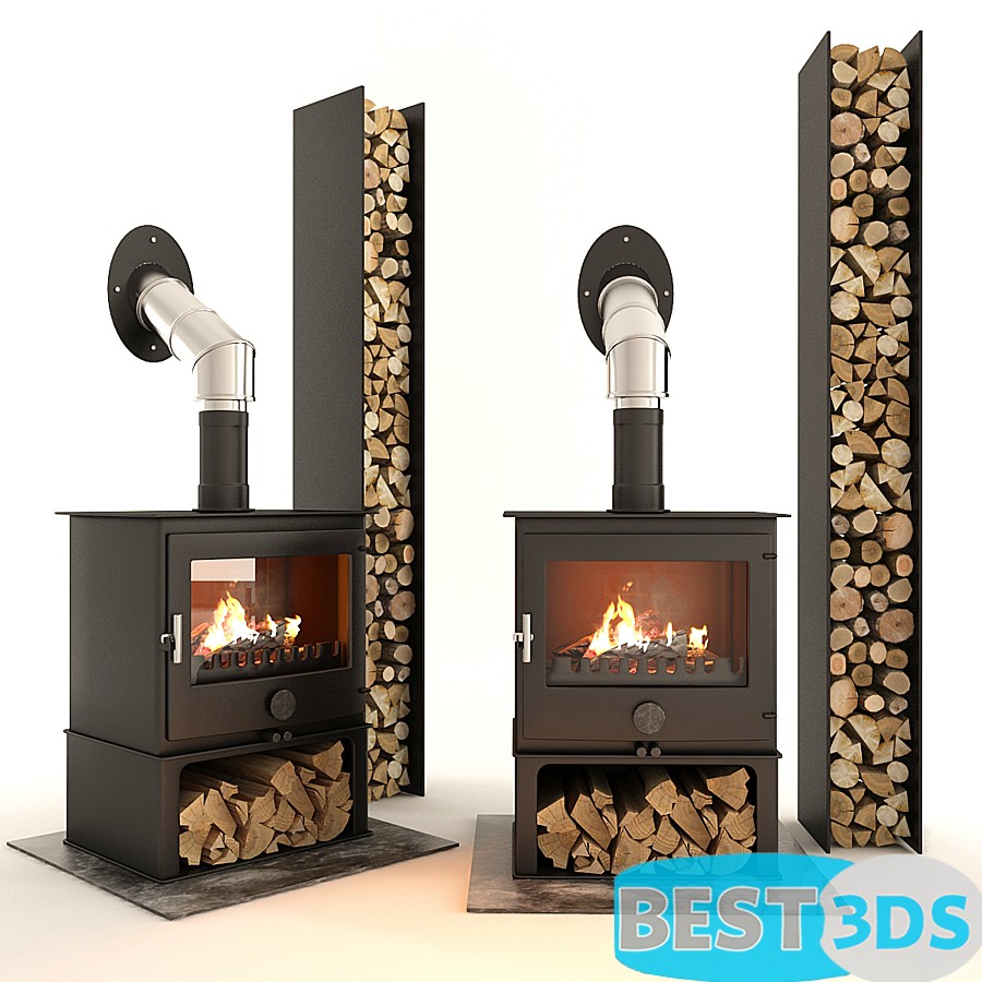Cheminée avec bois de chauffage
