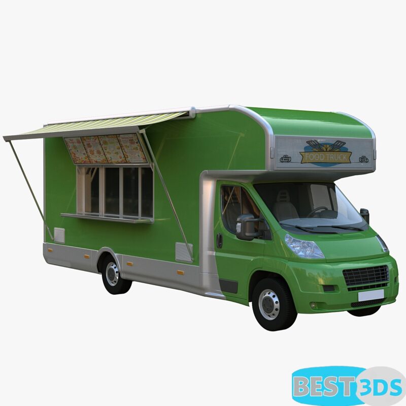 Food truck (green) 3D Model