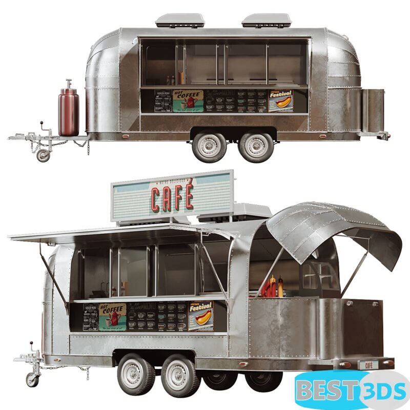 Food trucks (Airstream café) 3D Model
