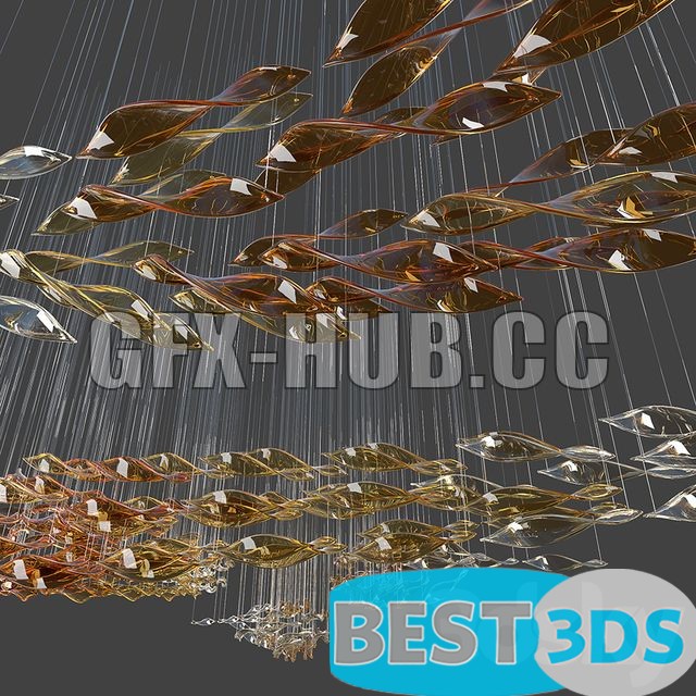 Chandelier vagues en verre