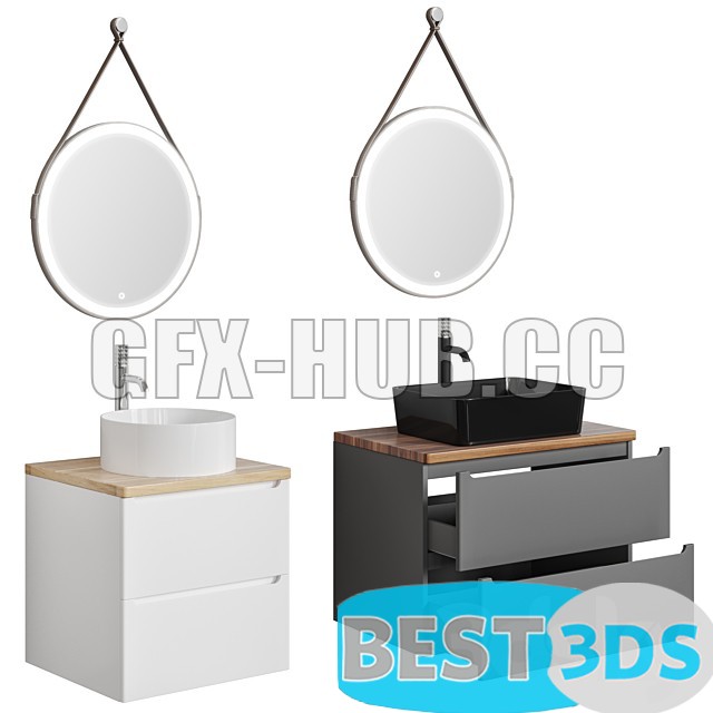 Meuble SDB Jorno en bois + trousse 60×80