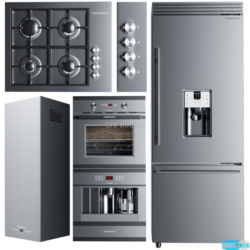 Cuisine Appareil 2 (refrigerator, cooktop, hood, hob)