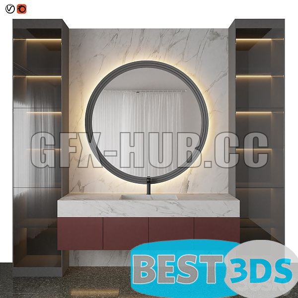 Salle de bain marbre rouge