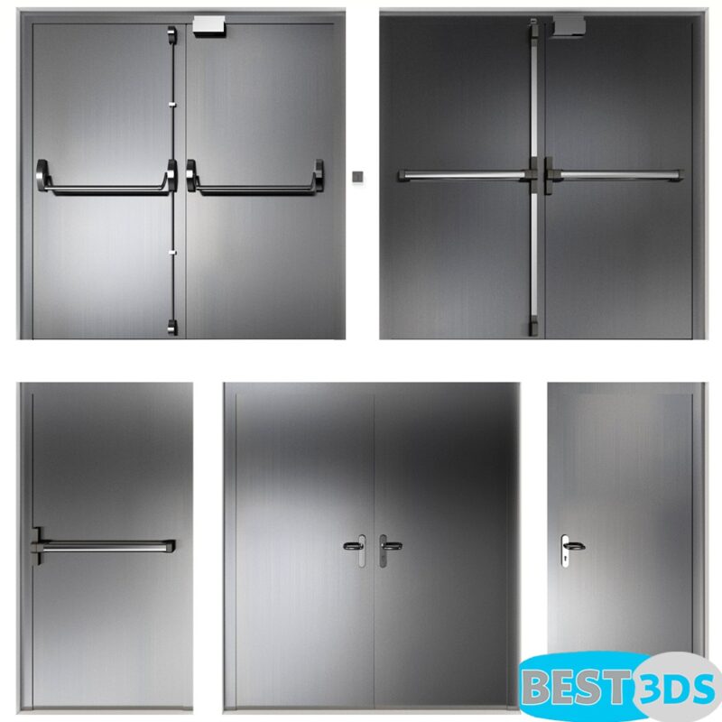 Modèle 3D de Metal swinging fire doors