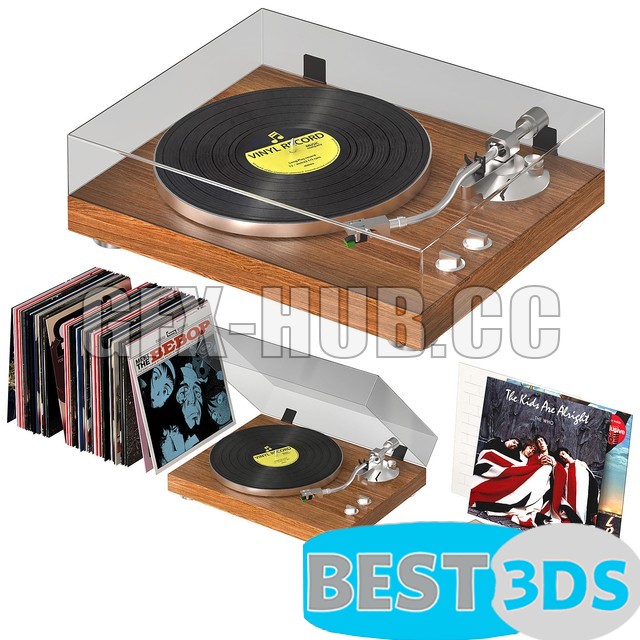 Modèle 3D de Music Gramophone Teac TN-400BT and decor