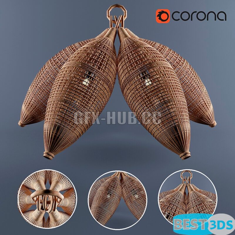 Lustre décoratif – Pendant rattan chandelier