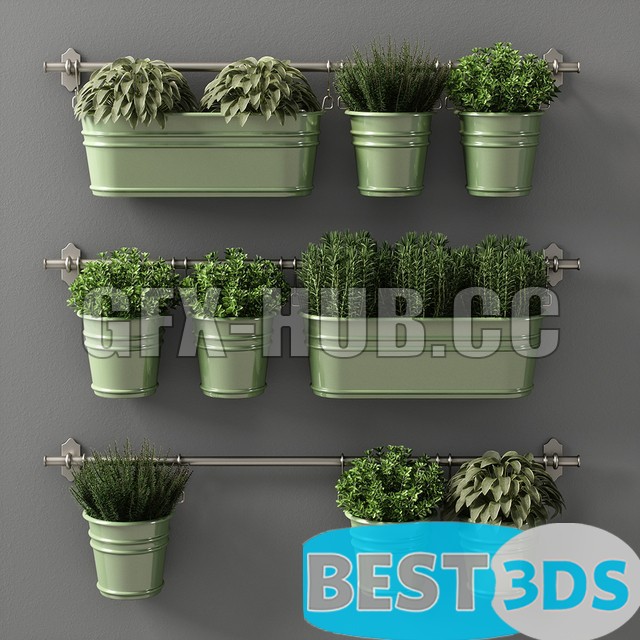 Modèle 3D de Plants set 08 (IKEA Fintorp)