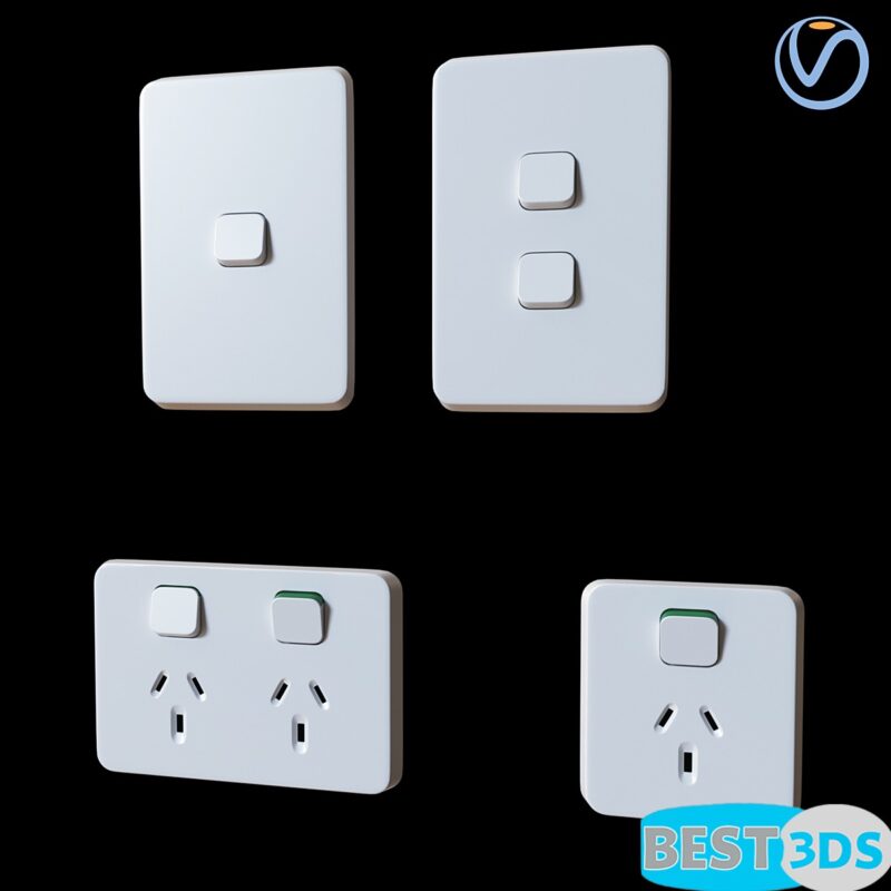Modèle 3D de Plugs & Switches Australian Clipsal Iconic Series