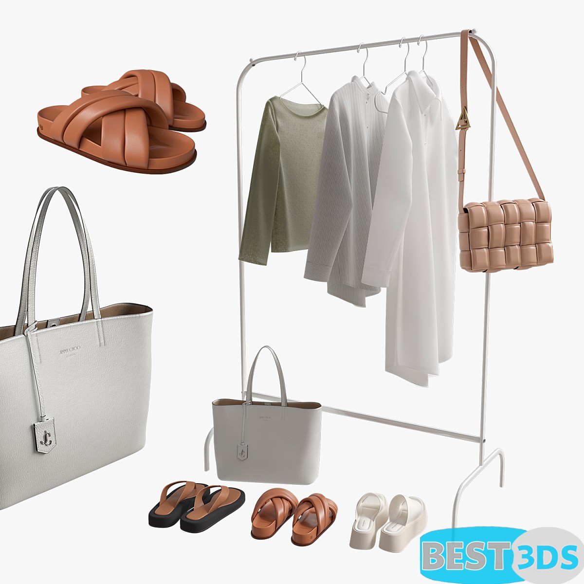 Ensemble vêtements, chaussures et sac