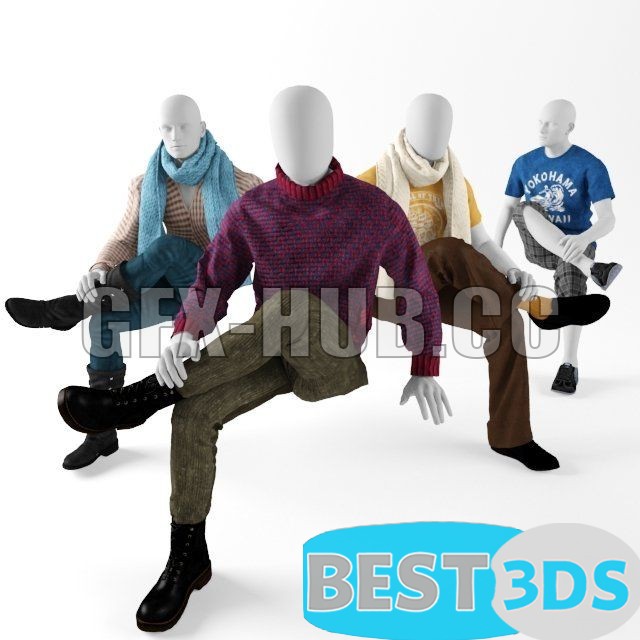 Homme assis 3D