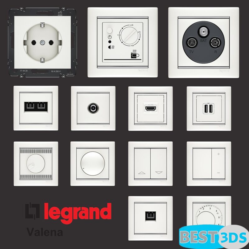 Modèle 3D de Sockets Legrand Valena