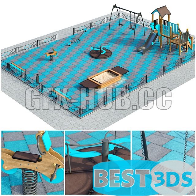 Aire de jeux turquoise stylisée