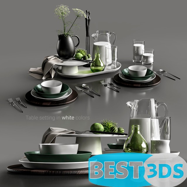 Accessoire de cuisine -Table setting in white colors