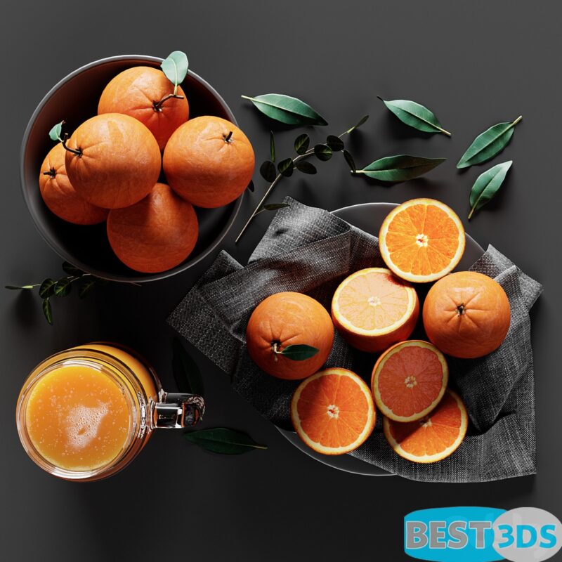 Table dressée avec oranges et jus