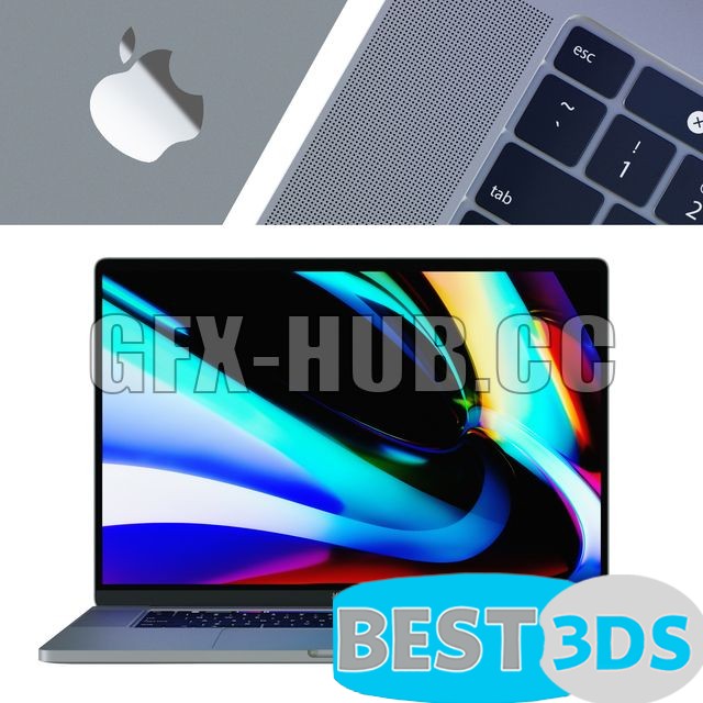 Modèle 3D 16-inch MacBook Pros gris