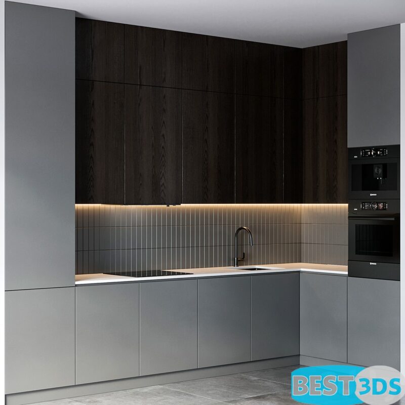 Cuisine 59 avec électroménager Bosch et robinet Brizo