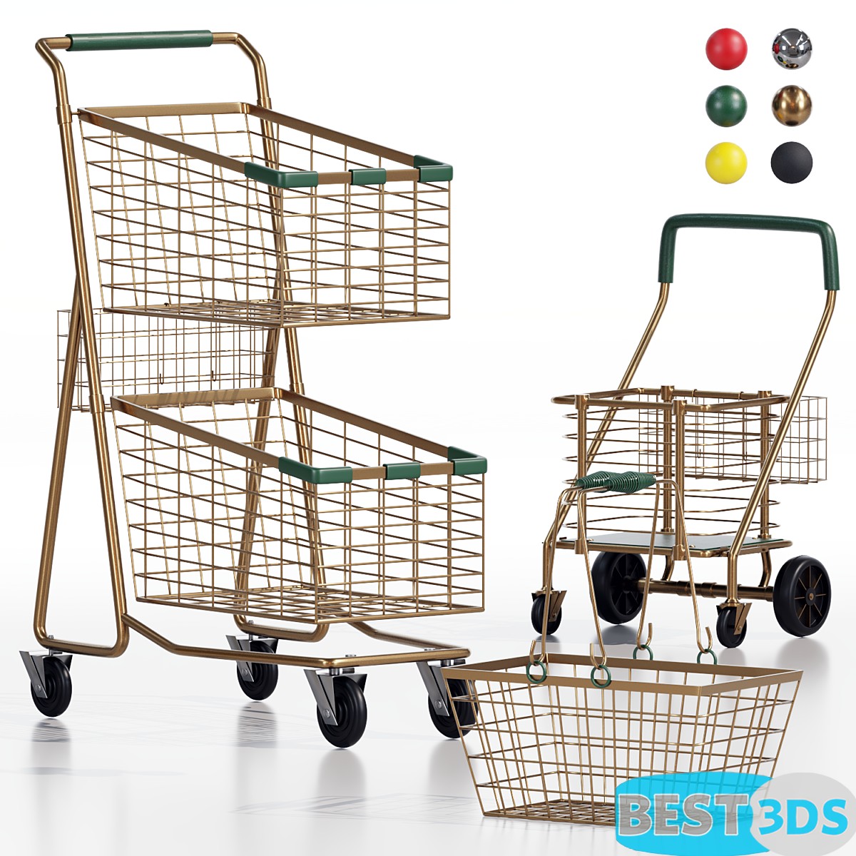 Ensemble de chariots de supermarché