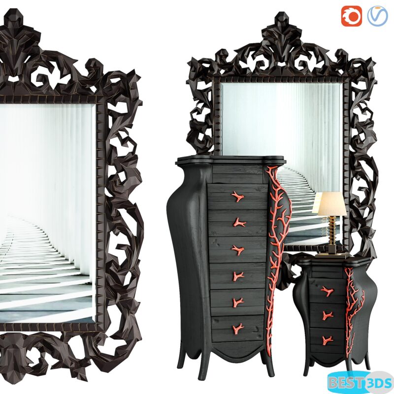 Console miroir baroque Corallo