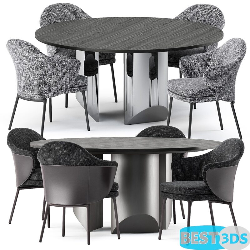 ANGIE CHAIR and Wedge Table by Minotti - Ensemble Table et Chaises Moderne