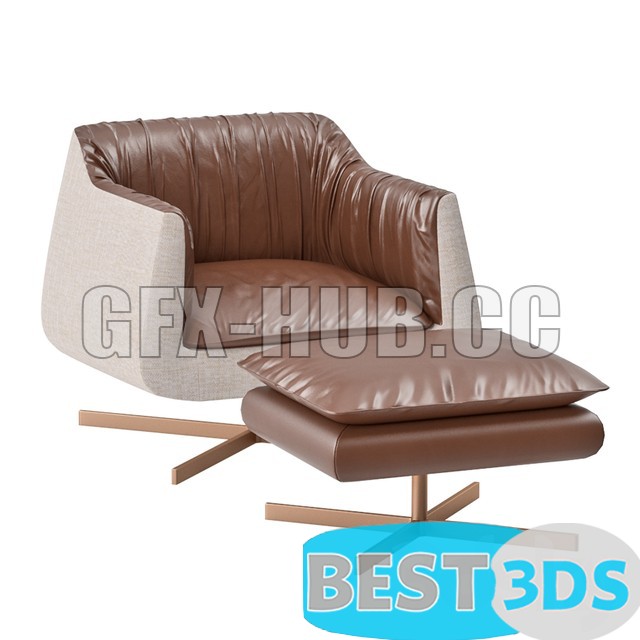 Fauteuil Waki + repose-pieds – Bleu Nature