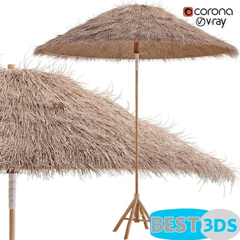 Parasol en bambou avec toit en feuille de bananier