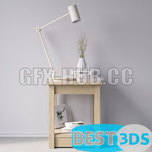 Bedside table with lamp