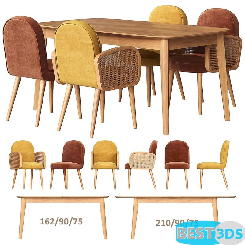 Biface Buisseau La Redoute Table and Chairs