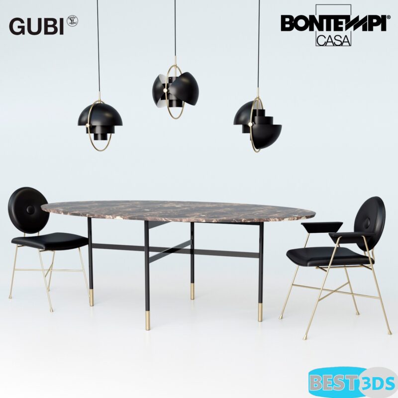 Bontempi Glamor - Ensemble Table et Chaises Moderne