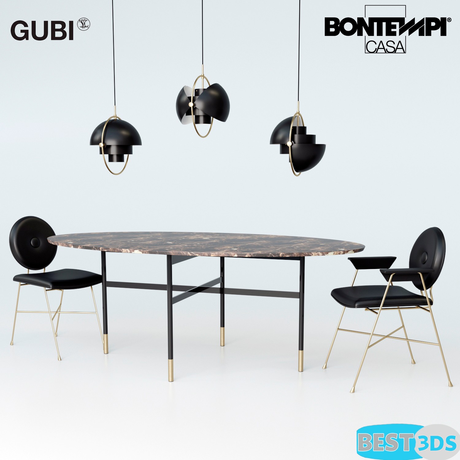 Bontempi Glamor - Ensemble Table et Chaises Moderne