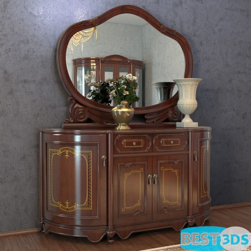 Buffet ancien avec miroir