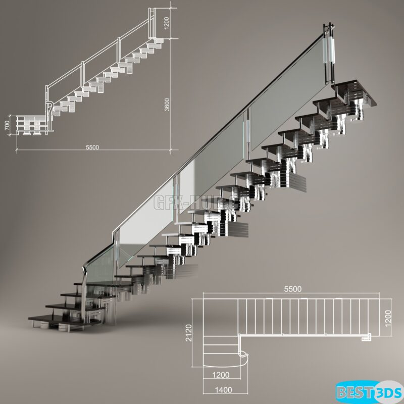 Escalier suspendu en porte‑à‑faux – style moderne