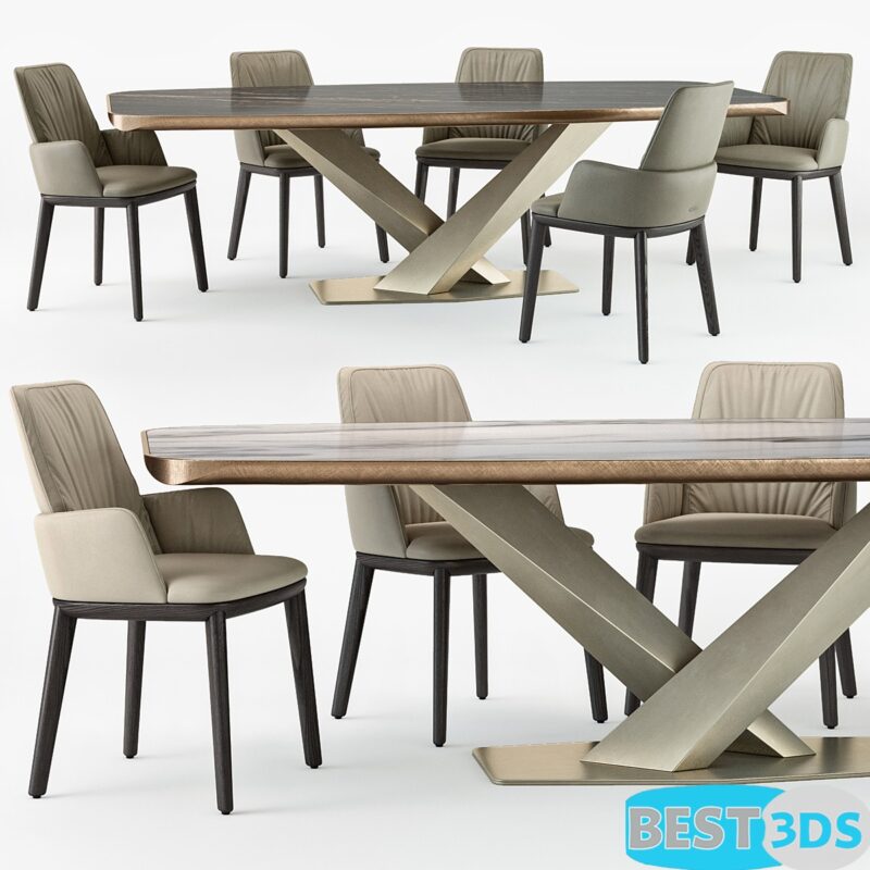 Cattelan Italia Belinda- Ensemble Table et Chaises Moderne