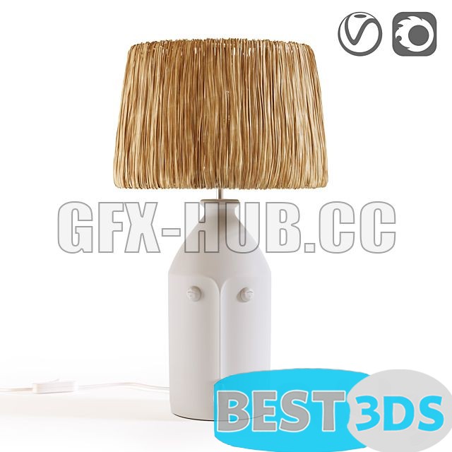 Ceramic and Raffia Lampe Manoni