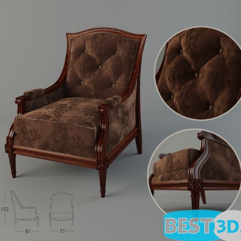 Chaise classique velours brun